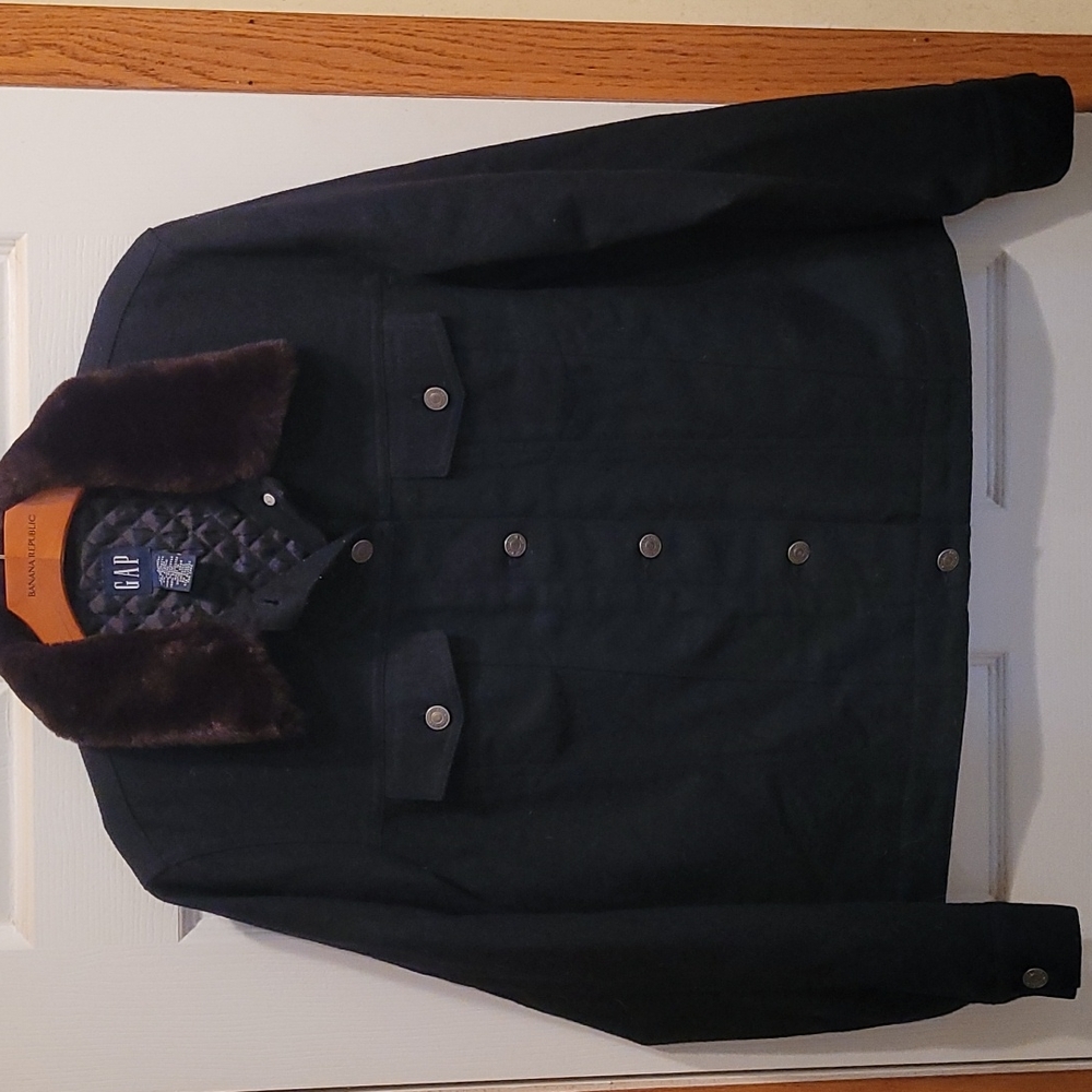 Gap Jacket With Faux Fur Collar